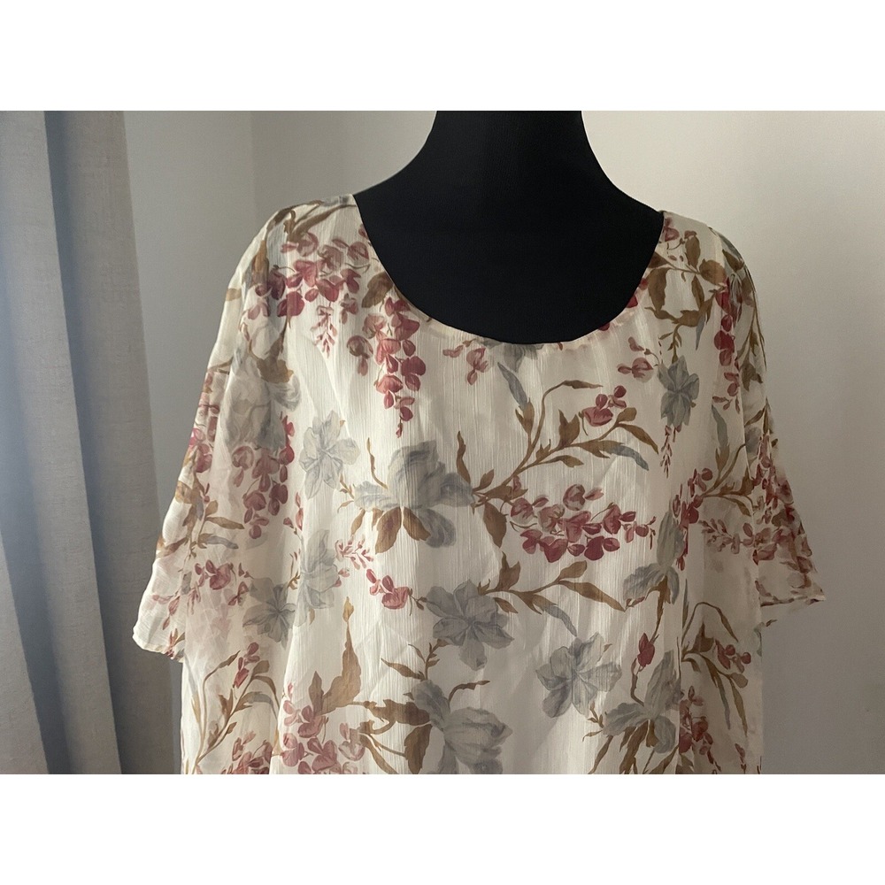 NWT Vince Camuto Oasis Bloom Pearl Ivory Floral Blouse Skirt set Summer Sz XL/16 - Picture 2 of 9